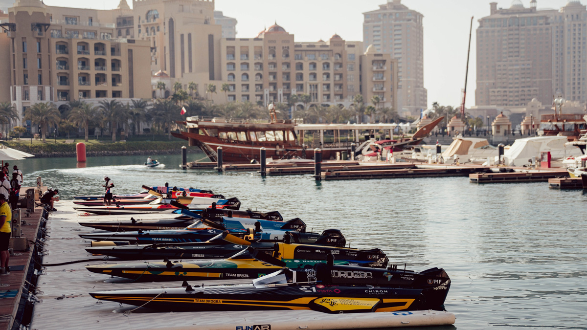 E1 Series boats lined up before the Doha GP