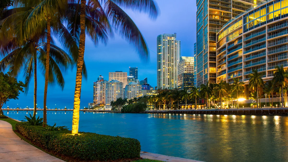 Miami Downtown, Brickell Key at Night