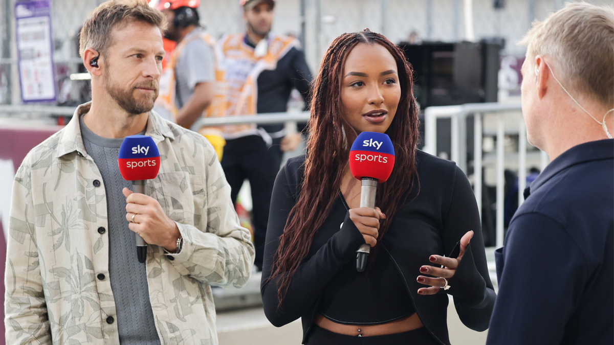 Naomi Schiff and Jenson Button (Photo by Jakub Porzycki/NurPhoto via Getty Images)