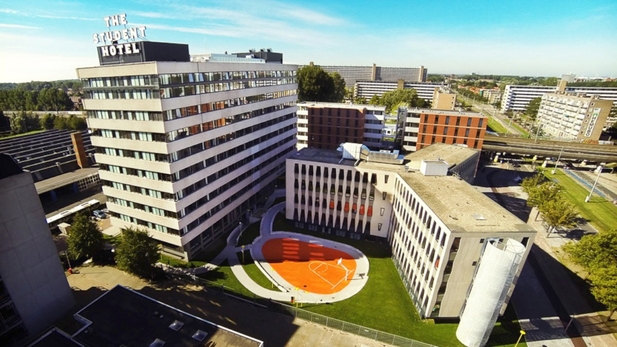 The original Social Hub building in Amsterdam